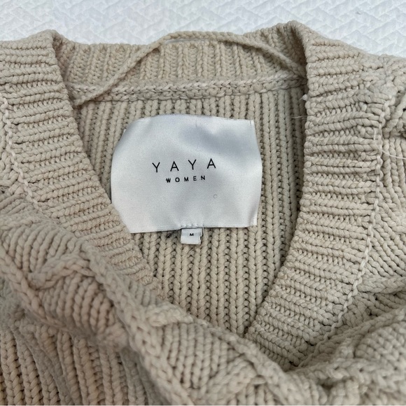 Yaya Cotton Beige Multi-Textured Pullover Sweater Size M - Picture 9 of 10